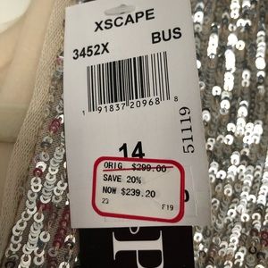 Xscape evening gown satin & sequin top with sash